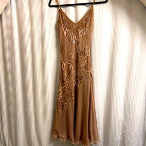 Light brown silk beaded dress